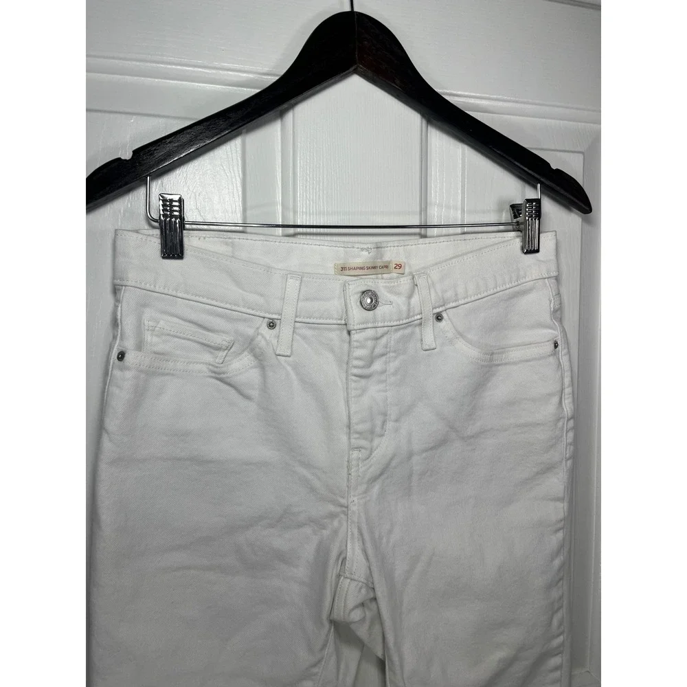 Levi's 311 Shaping Skinny Capri 29 White Mid Rise Stretch Denim Preppy Coastal